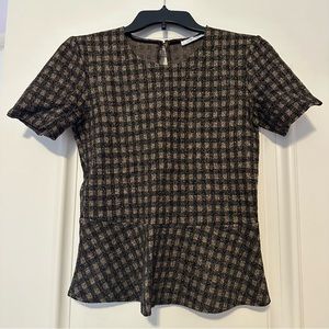 Black & tan peplum top